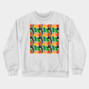 Colorful Leaping Jumping Sitting And Walking Cat Pattern Crewneck Sweatshirt